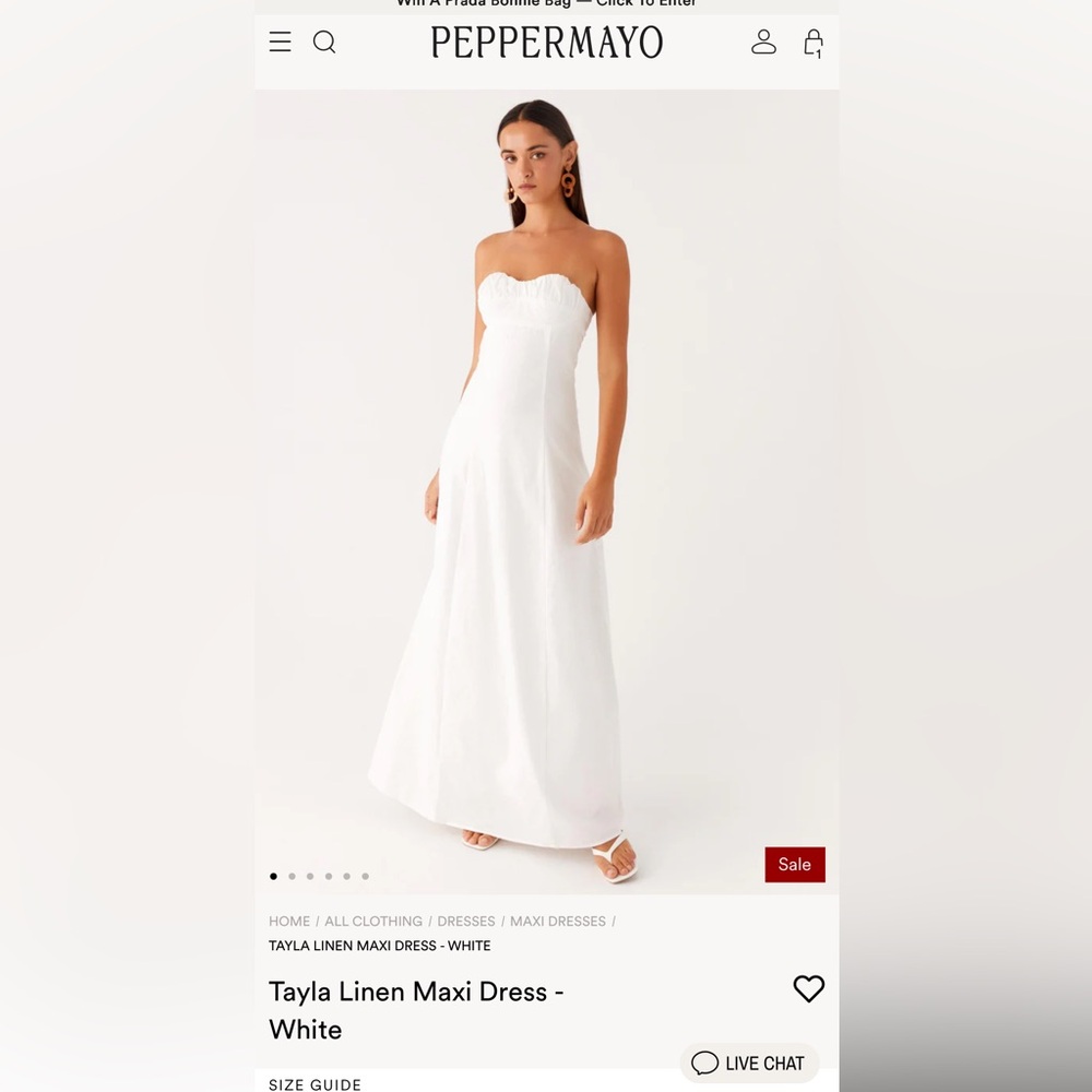 Peppermayo Strapless White Maxi Dress - NWT